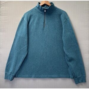 Rodd & Gunn Mens Medium Teal 1/4 Zip Sweatshirt Knit Cotton Smart Casual Coastal